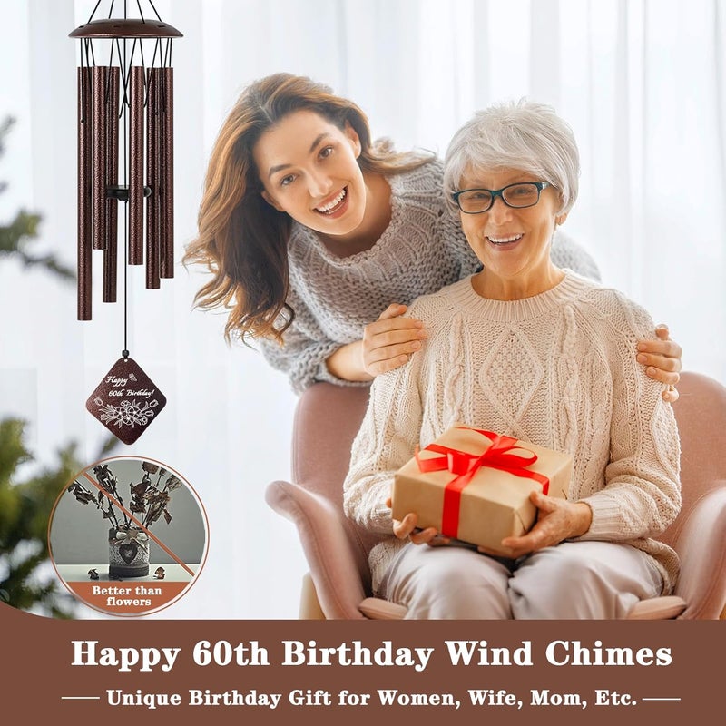 Doopeer 60th Birthday Gifts for Women, 32” Wind Chimes Happy 60 Year Old Birthday Gifts for Her Mom Sister Wife Grandma - Image 2
